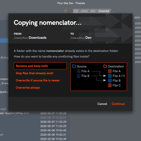 Screenshot of feature Folder merging