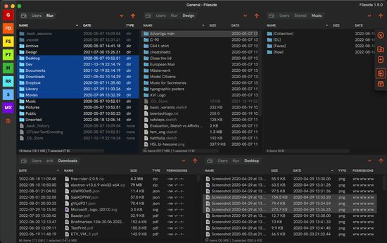 Laptop showing Fileside running