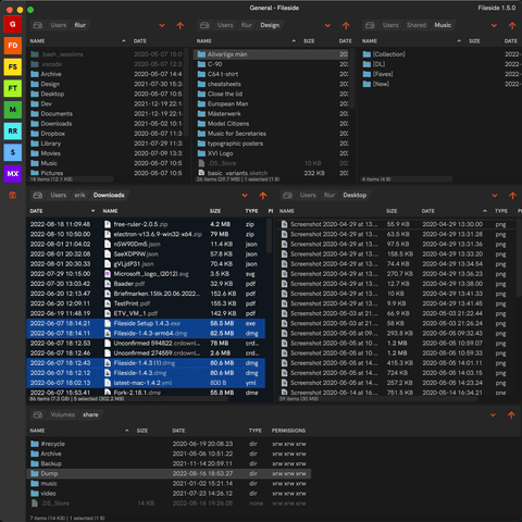 Screenshot of feature Tiled folder panes