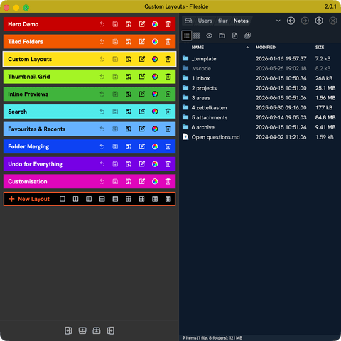 Screenshot of feature Custom layouts