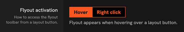 The flyout activation toggle