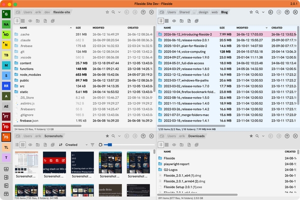 A set of panes in light theme